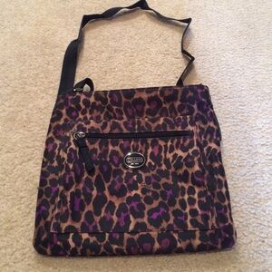 Coach Leopard Print Crossbody Bag - Brown and Purple